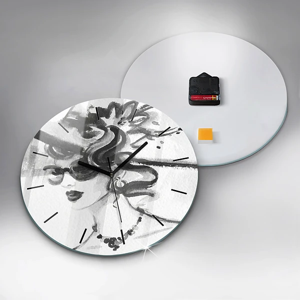 Wanduhr rund Modische Frau