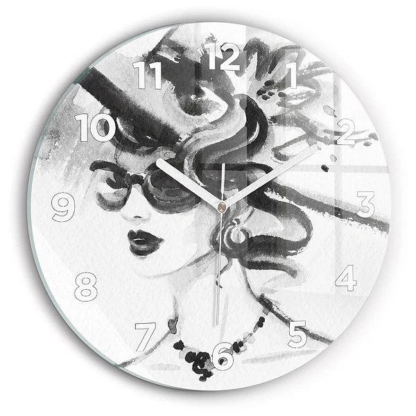 Wanduhr rund Modische Frau