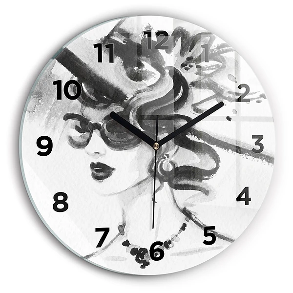 Wanduhr rund Modische Frau