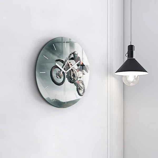 Wanduhr rund Motorrad im Adrenalin-Stil