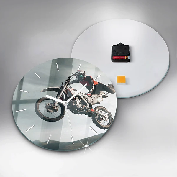 Wanduhr rund Motorrad im Adrenalin-Stil