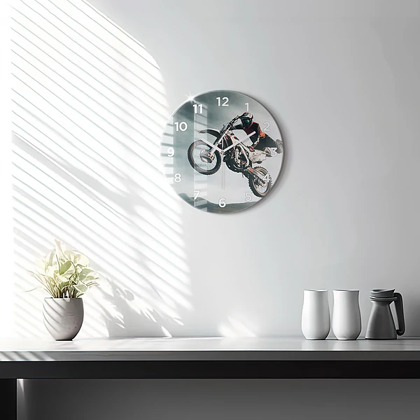 Wanduhr rund Motorrad im Adrenalin-Stil