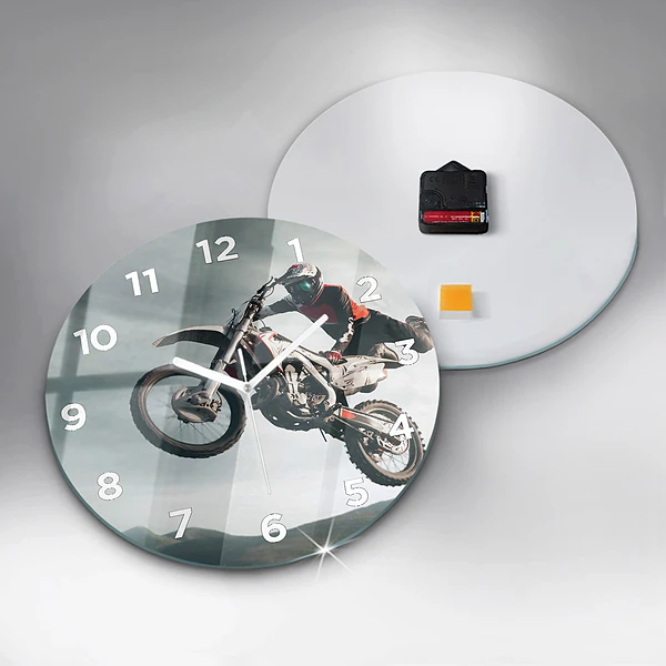 Wanduhr rund Motorrad im Adrenalin-Stil
