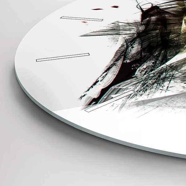 Wanduhr rund mit motiv Gezeichnetes Porträt eines Wolfes