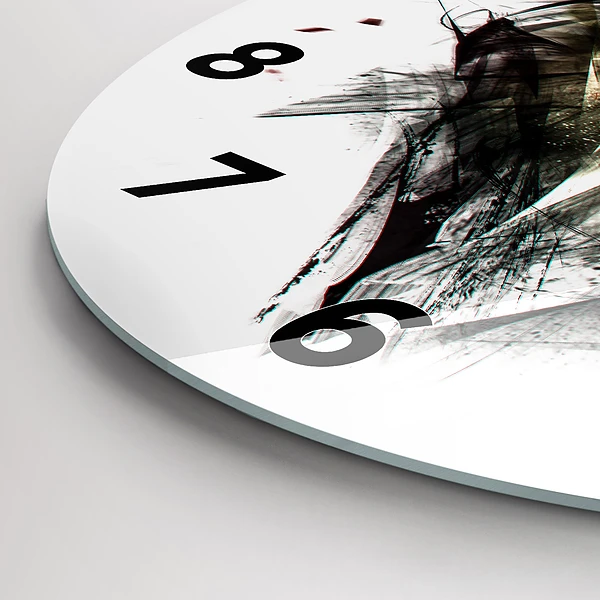 Wanduhr rund mit motiv Gezeichnetes Porträt eines Wolfes