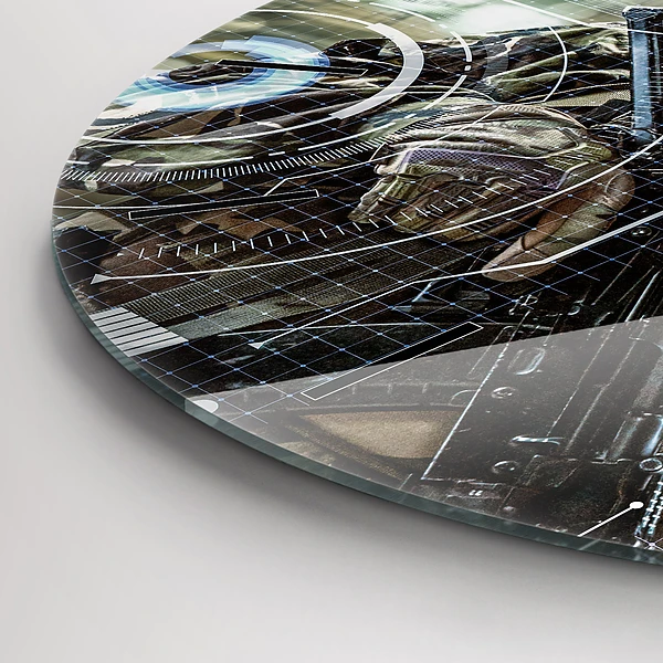 Wanduhr glas rund Soldat mit einem Gewehr