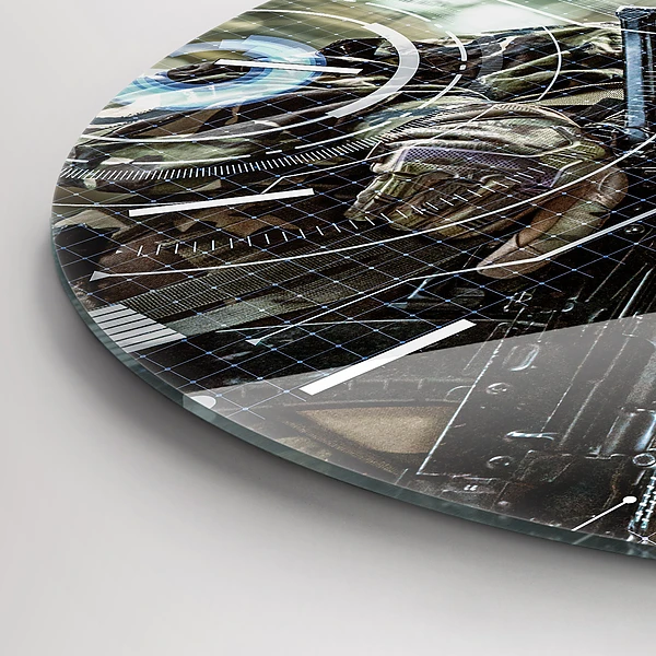 Wanduhr glas rund Soldat mit einem Gewehr