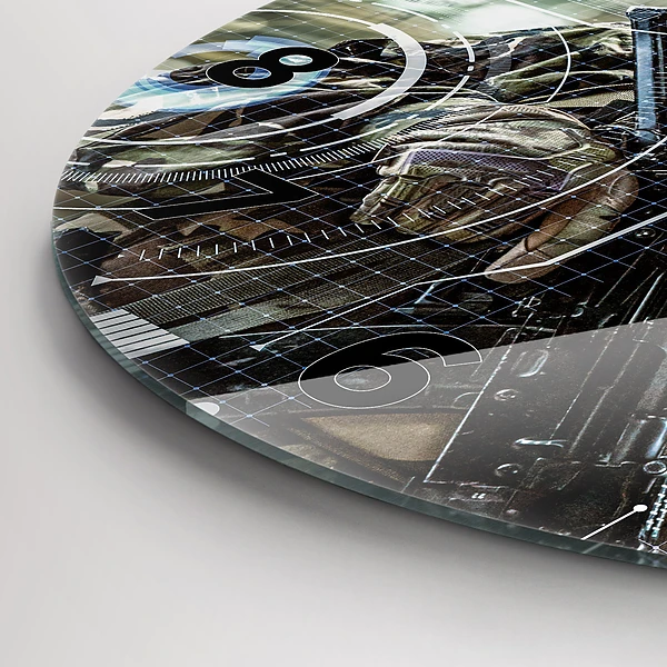 Wanduhr glas rund Soldat mit einem Gewehr