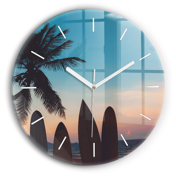 Wanduhr rund mit motiv Surfen am Strand
