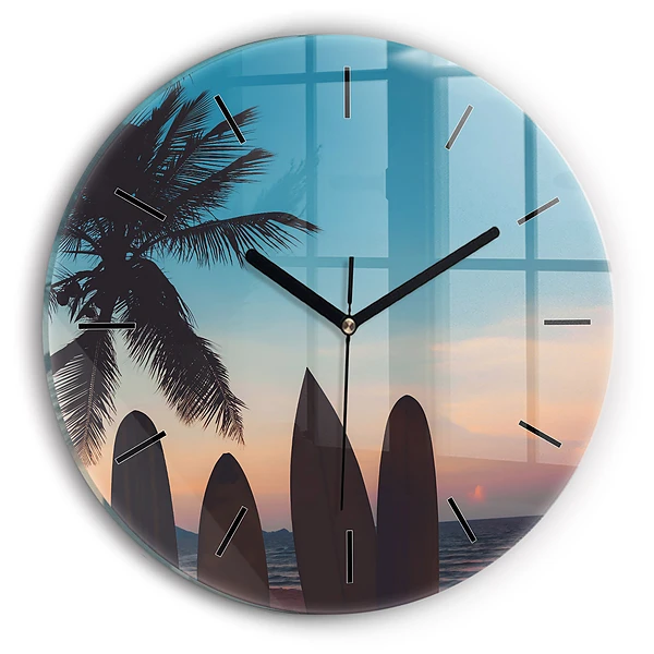 Wanduhr rund mit motiv Surfen am Strand