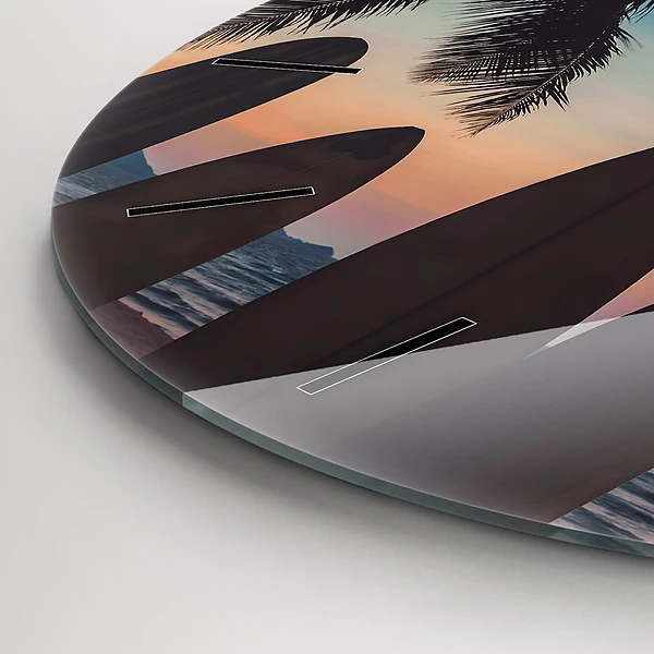 Wanduhr rund mit motiv Surfen am Strand