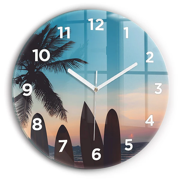Wanduhr rund mit motiv Surfen am Strand