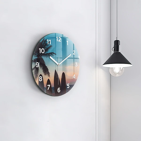 Wanduhr rund mit motiv Surfen am Strand