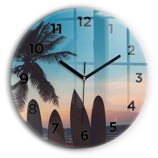 Wanduhr rund mit motiv Surfen am Strand