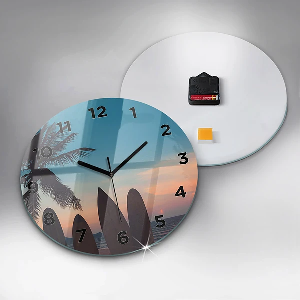 Wanduhr rund mit motiv Surfen am Strand