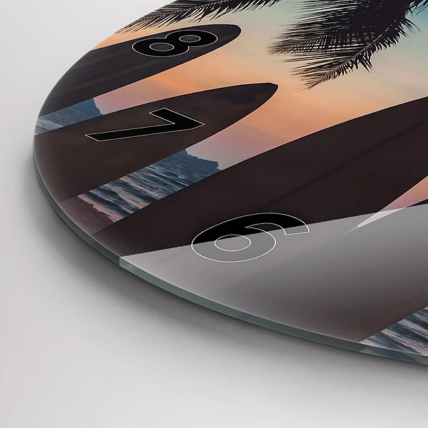 Wanduhr rund mit motiv Surfen am Strand