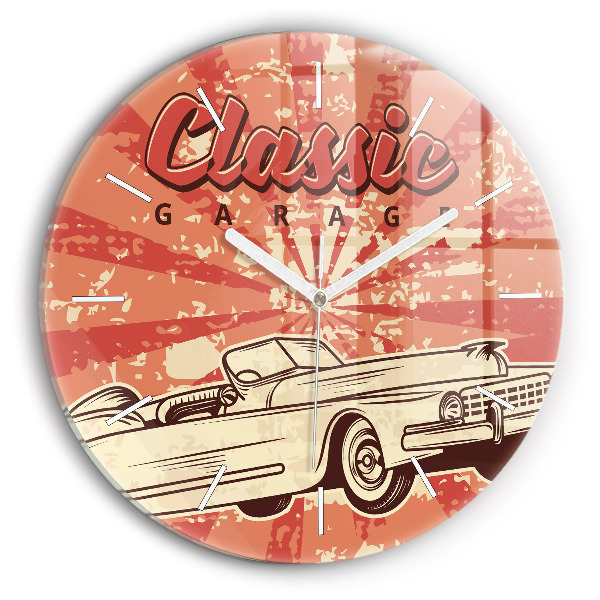 Wanduhr rund Vintage Retro-Auto