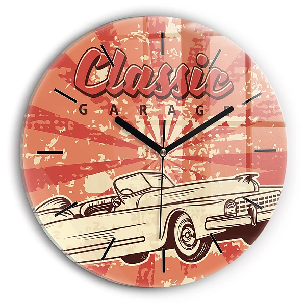 Wanduhr rund Vintage Retro-Auto