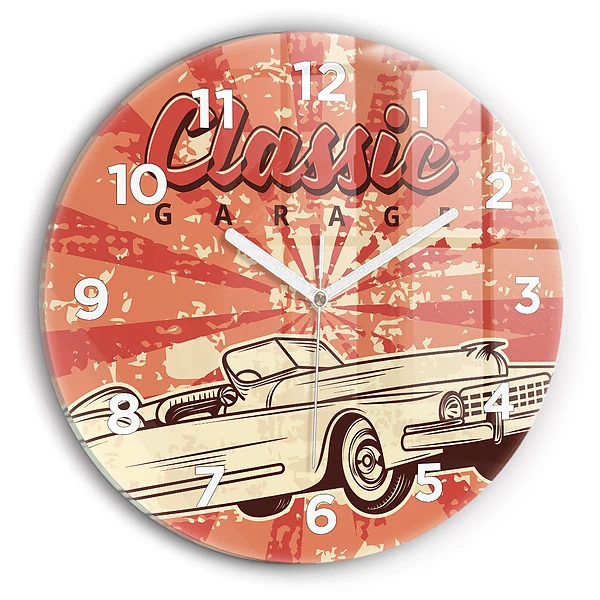 Wanduhr rund Vintage Retro-Auto