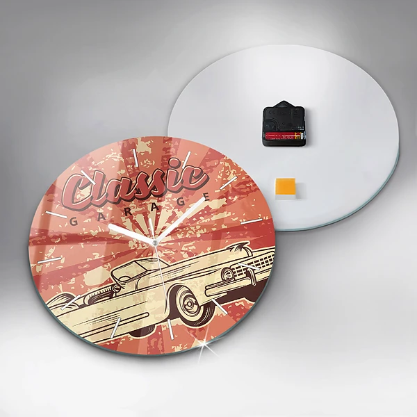 Wanduhr rund Vintage Retro-Auto
