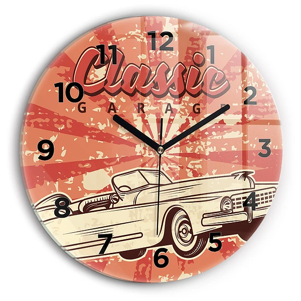 Wanduhr rund Vintage Retro-Auto
