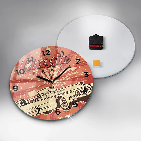 Wanduhr rund Vintage Retro-Auto