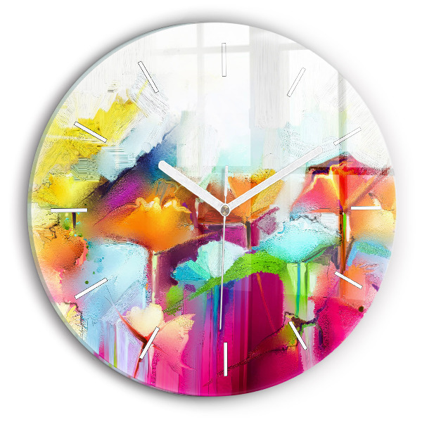 Wanduhr rund mit motiv Abstrakte Blumen