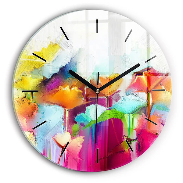 Wanduhr rund mit motiv Abstrakte Blumen