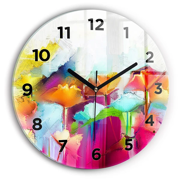 Wanduhr rund mit motiv Abstrakte Blumen