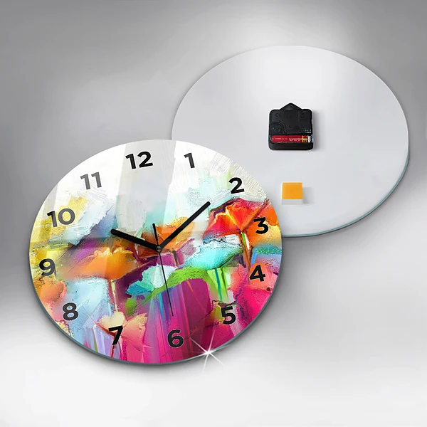 Wanduhr rund mit motiv Abstrakte Blumen