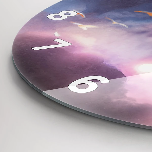 Wanduhr glas rund Junge mit Flügeln