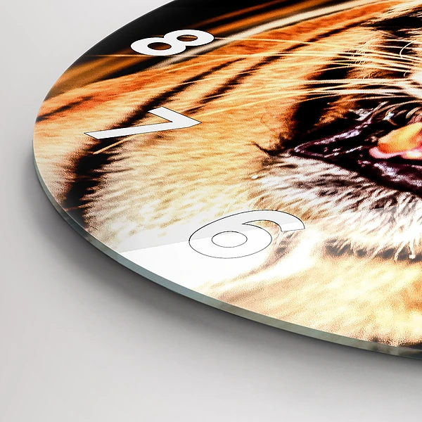 Wanduhr rund mit motiv Tiger - wildes Auge