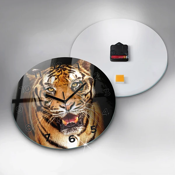 Wanduhr rund mit motiv Tiger - wildes Auge