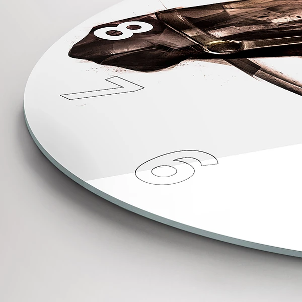 Wanduhr glas rund Gemaltes Profil eines Pferdes