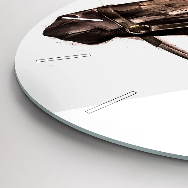 Wanduhr glas rund Gemaltes Profil eines Pferdes
