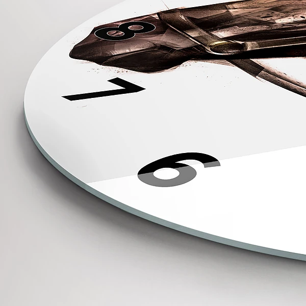 Wanduhr glas rund Gemaltes Profil eines Pferdes