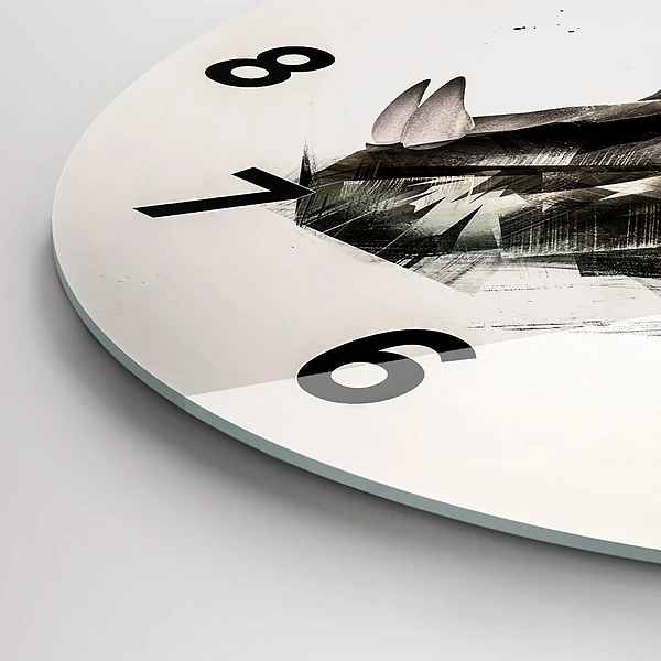 Wanduhr glas rund Gemaltes Porträt eines Tigers