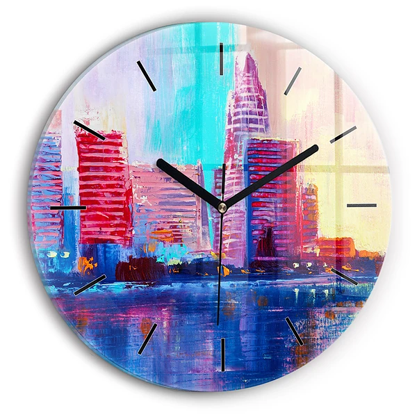 Wanduhr rund mit motiv Abstrakt von Wolkenkratzern
