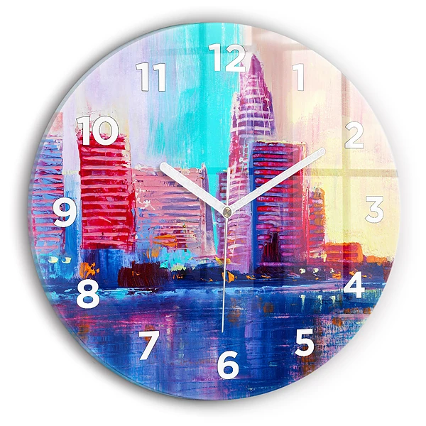 Wanduhr rund mit motiv Abstrakt von Wolkenkratzern