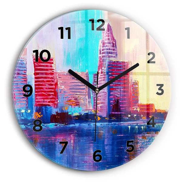 Wanduhr rund mit motiv Abstrakt von Wolkenkratzern
