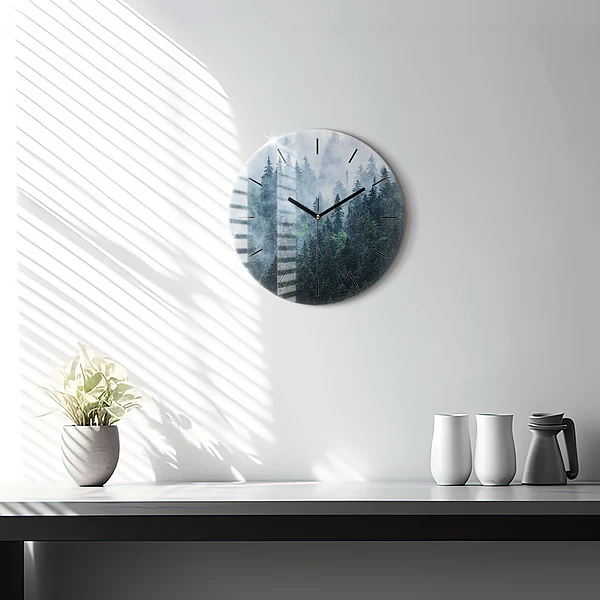 Wanduhr rund mit motiv Neblige Berglandschaft