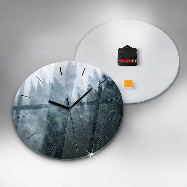 Wanduhr rund mit motiv Neblige Berglandschaft
