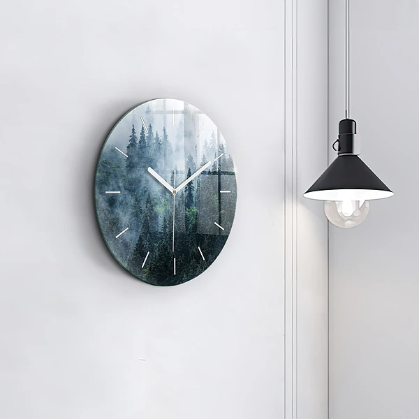 Wanduhr rund mit motiv Neblige Berglandschaft
