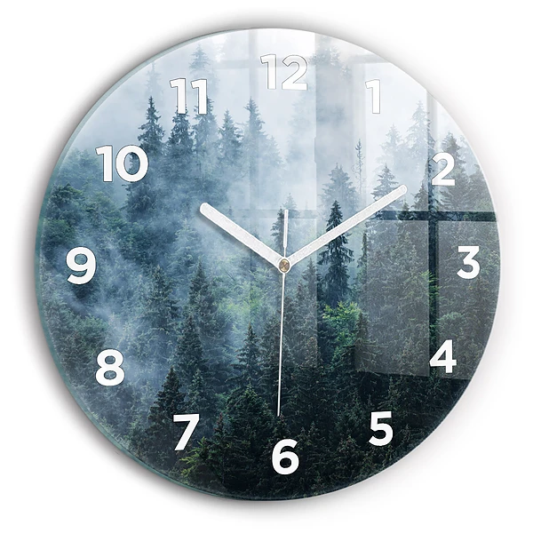Wanduhr rund mit motiv Neblige Berglandschaft