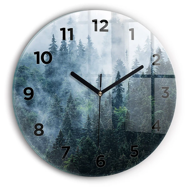 Wanduhr rund mit motiv Neblige Berglandschaft