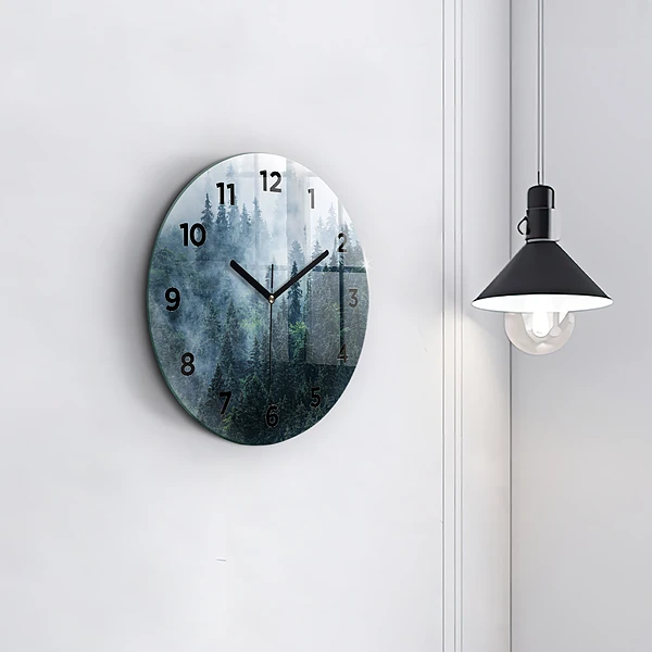 Wanduhr rund mit motiv Neblige Berglandschaft