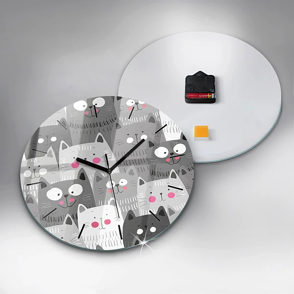 Wanduhr rund mit motiv Muster mit Katzen