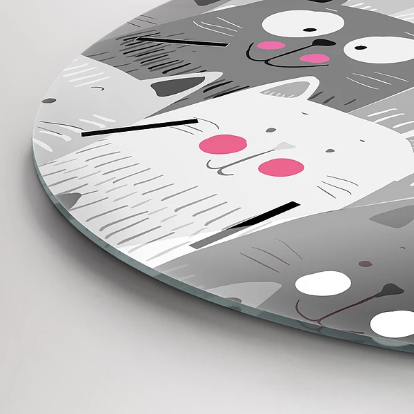 Wanduhr rund mit motiv Muster mit Katzen