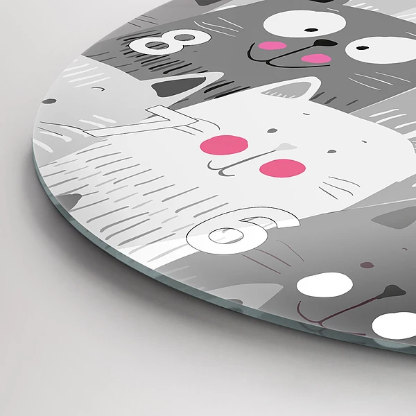 Wanduhr rund mit motiv Muster mit Katzen