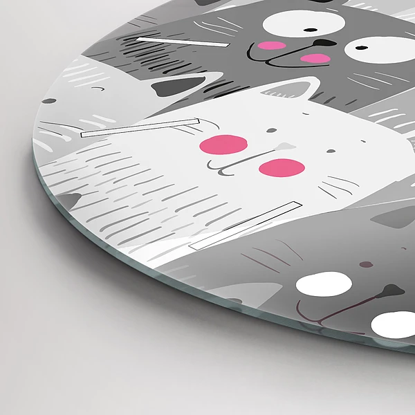 Wanduhr rund mit motiv Muster mit Katzen